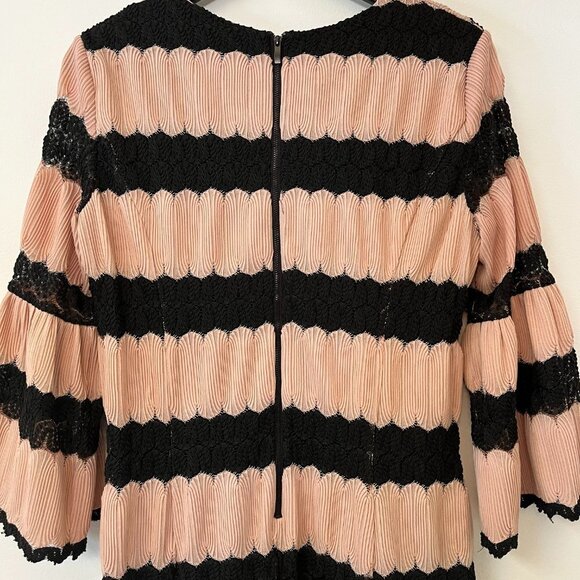 Taylor Pleated Lace Pink & Black Midi Dress - Size 14 - Picture 9 of 13